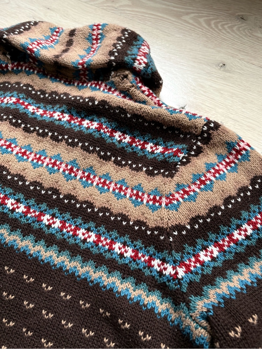 Vtg 80's Ralph Lauren Chaps Southwestern KnitFair Isle Shawl Cardigan Sweater XL - Picture 6 of 14